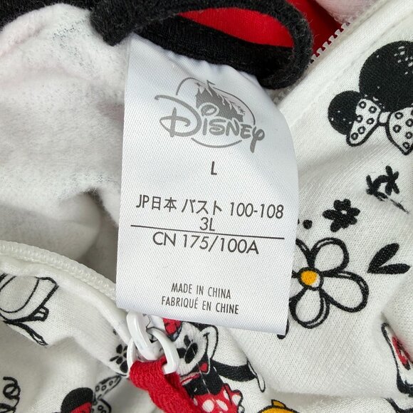 Disney Minnie Mouse Icons Full Zip Hoodie Womens Large White Black Red Hooded - Picture 3 of 11